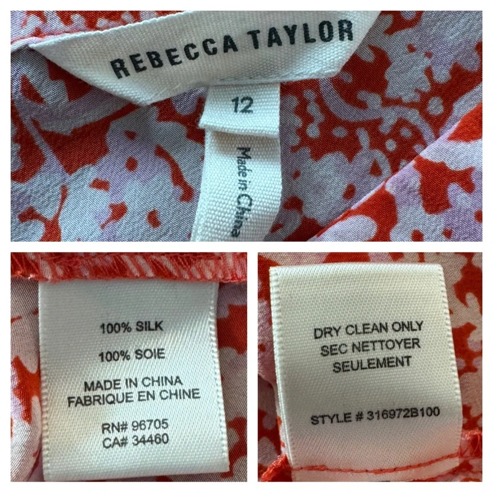 Rebecca Taylor Silk Provence Floral Block Print V-Neck Top - Picture 7 of 11